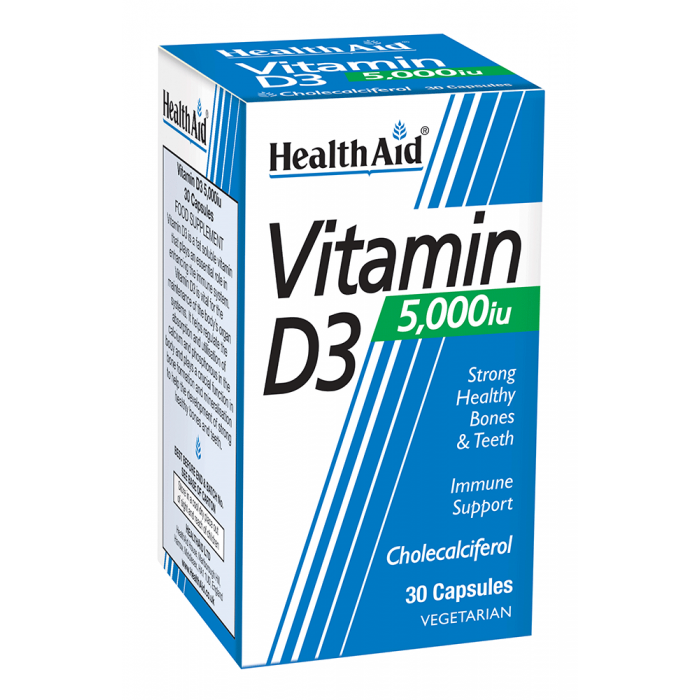هيلث ايد Health Aid – فيتامين د 3 5000 وحدة دولية 30 كبسولة